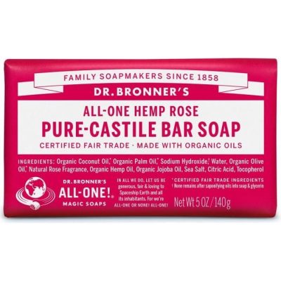Dr. Bronners Rose Pure Castile Bar Soap 140gr