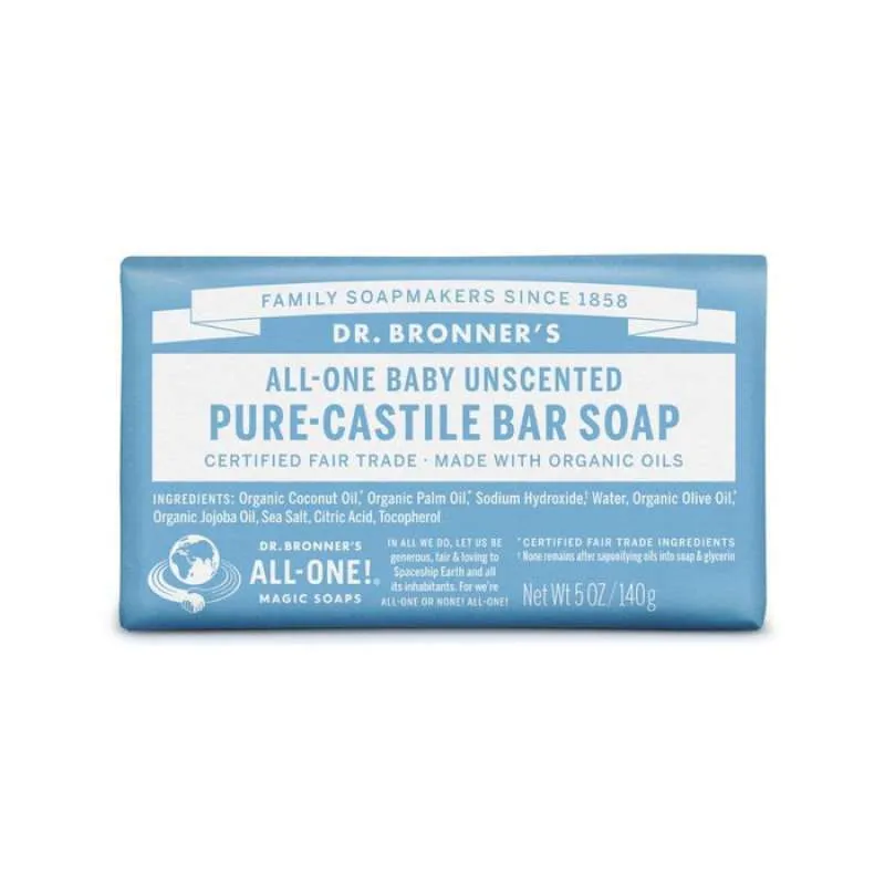 Dr. Bronners Unscented Pure Castile Bar Soap 140gr